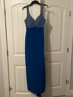 Jovani Beaded Prom Pageant Evening Gown Royal Blue